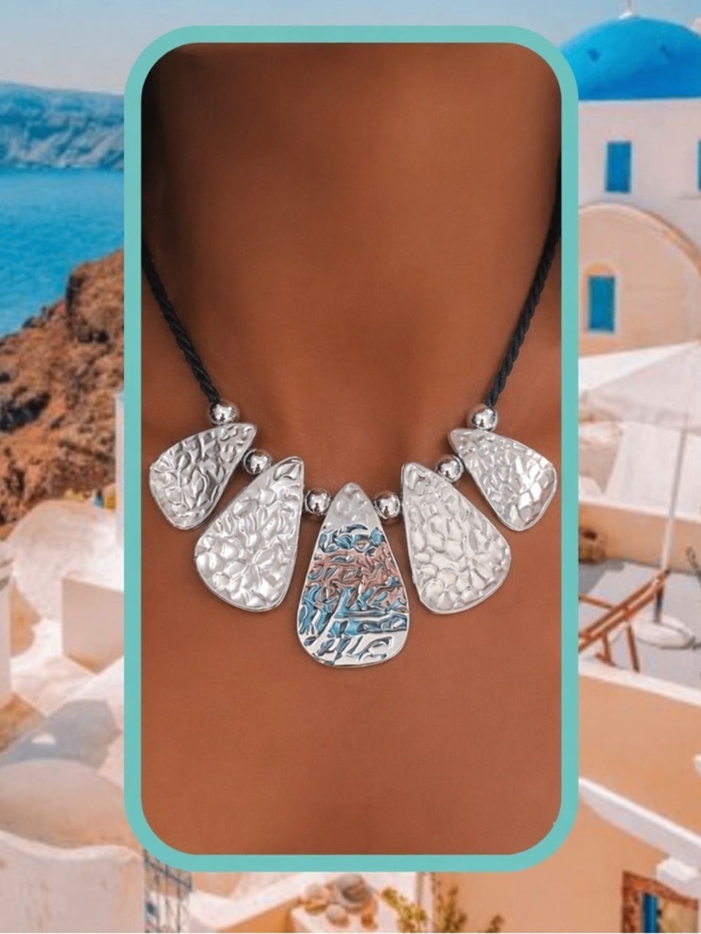 Silver Textured Statement Necklace